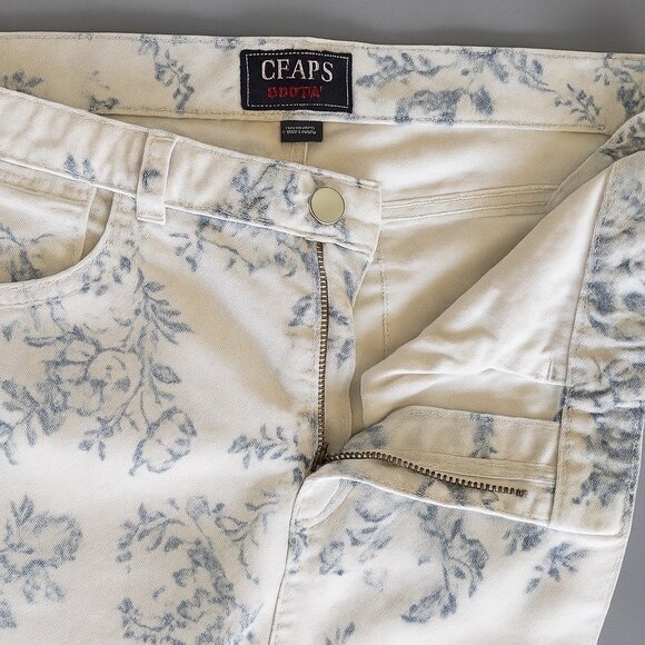 “CHAPS Size 14 White/Blue All-Over Floral Print Jeans Cottagecore Garden Chic - Picture 5 of 9